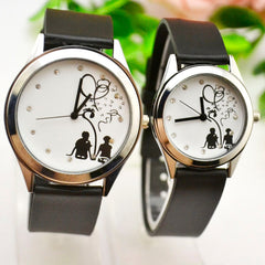 Black and white couple quartz watch