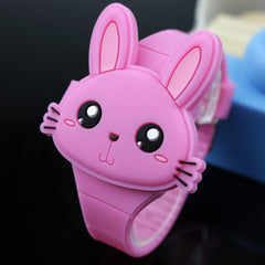 Rabbit Cartoon Children Watches Flip Cover