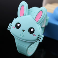 Rabbit Cartoon Children Watches Flip Cover