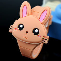 Rabbit Cartoon Children Watches Flip Cover