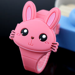 Rabbit Cartoon Children Watches Flip Cover