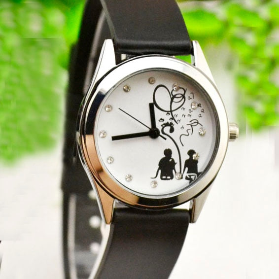 Black and white couple quartz watch