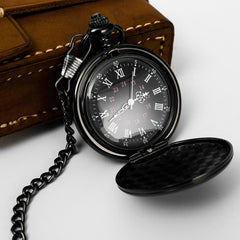 Retro Smooth Men Black Pocket Watch