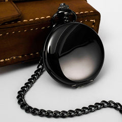 Retro Smooth Men Black Pocket Watch