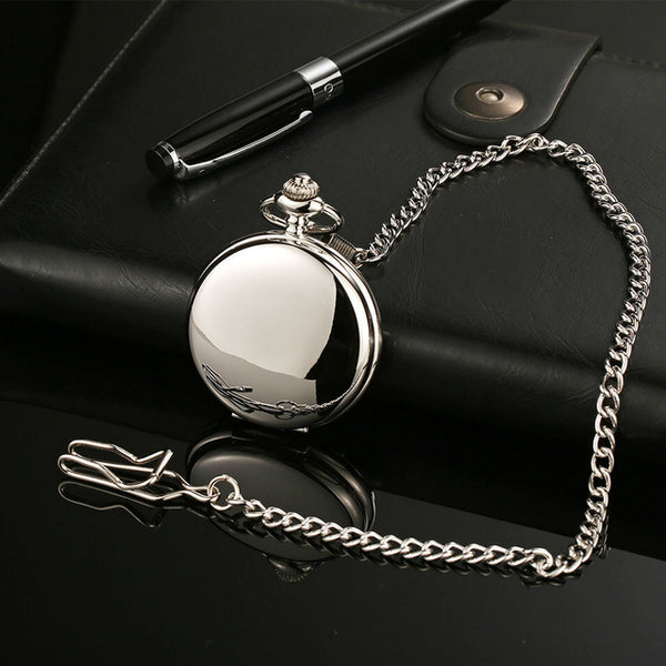 Retro Smooth Men Black Pocket Watch