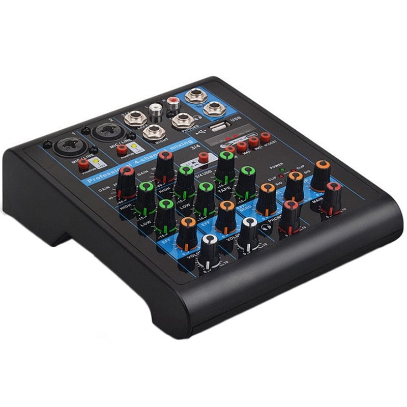 Professional 4-Channel Small Bluetooth Mixer  Karaoke